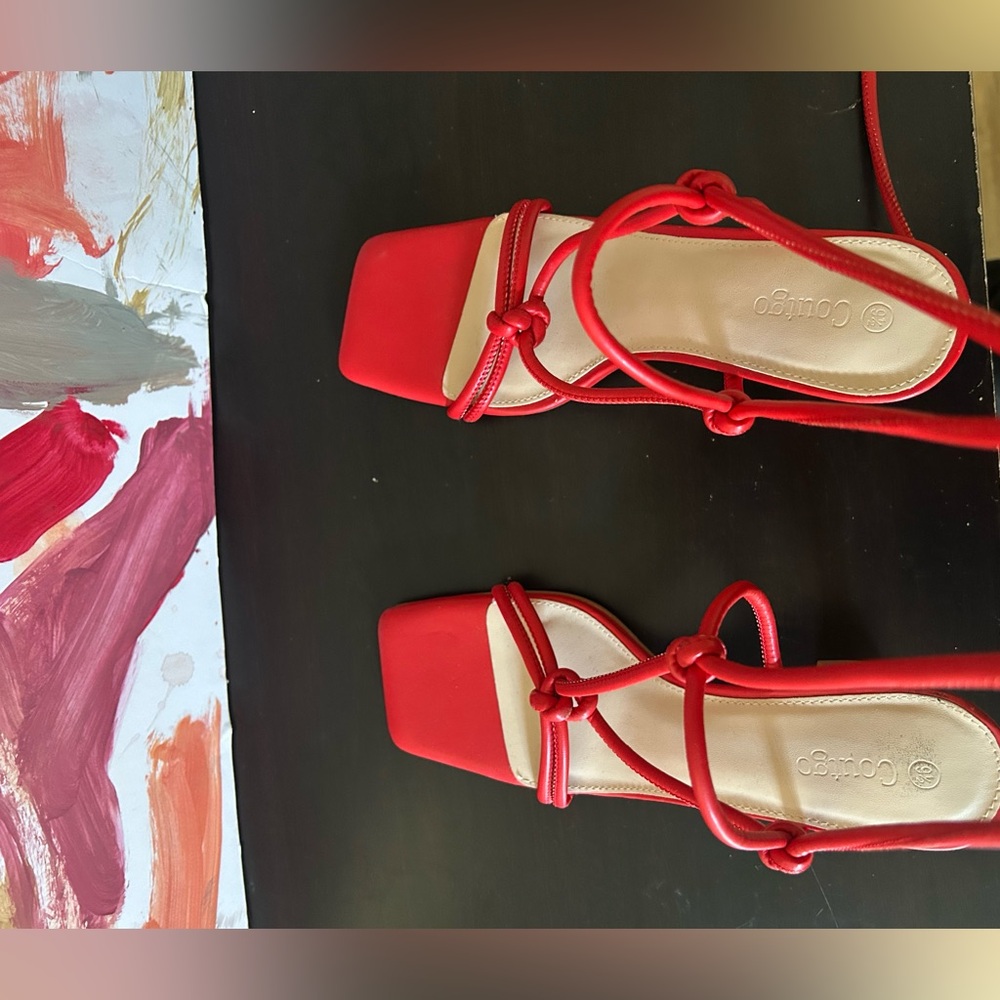 Elegant Red Strappy Sandals